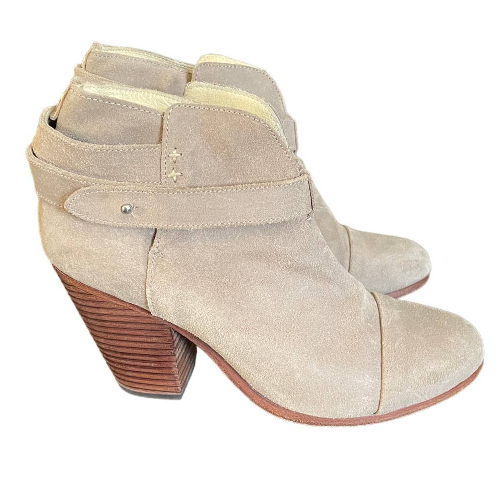 Rag & Bone Womens Harrow Suede Ankle Bootie Block Heel Ankle Strap Size 8/39 Tan